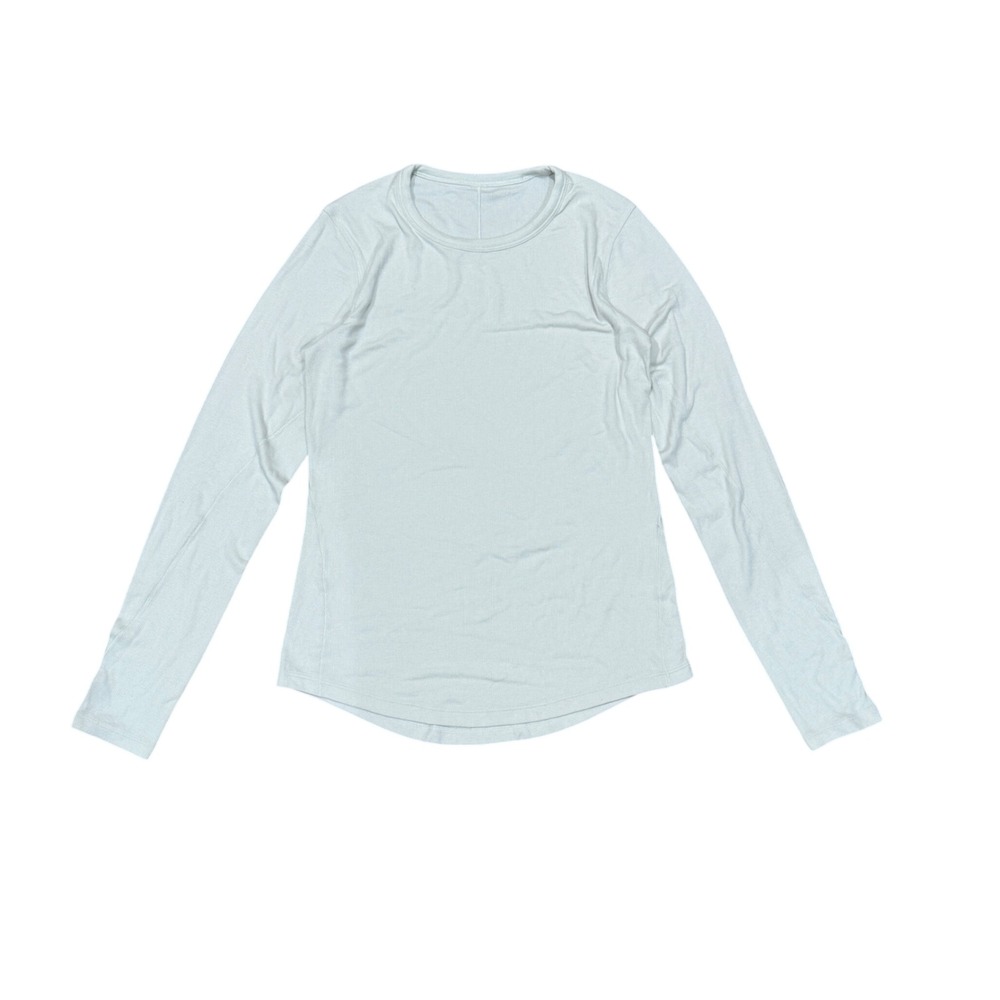 Lululemon Ribbed Long Sleeve Crewneck Top Off White Curved Hem Women Sz 4